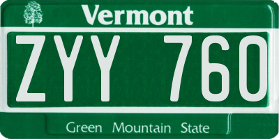 VT license plate ZYY760