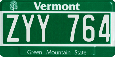 VT license plate ZYY764