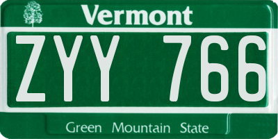 VT license plate ZYY766