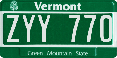 VT license plate ZYY770