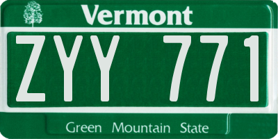 VT license plate ZYY771