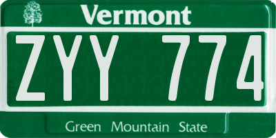 VT license plate ZYY774