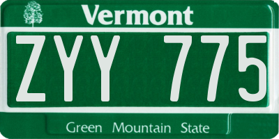 VT license plate ZYY775