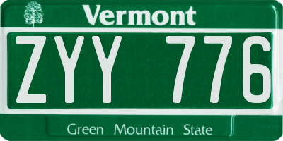 VT license plate ZYY776