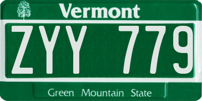 VT license plate ZYY779