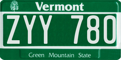 VT license plate ZYY780