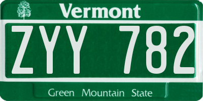 VT license plate ZYY782