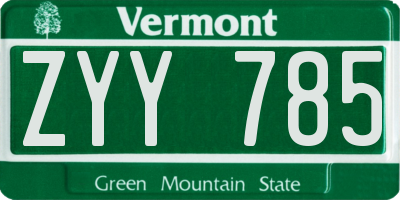 VT license plate ZYY785