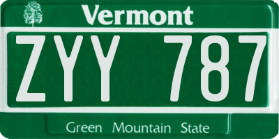 VT license plate ZYY787