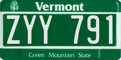 VT license plate ZYY791