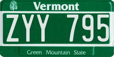 VT license plate ZYY795