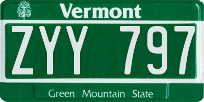 VT license plate ZYY797
