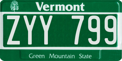 VT license plate ZYY799