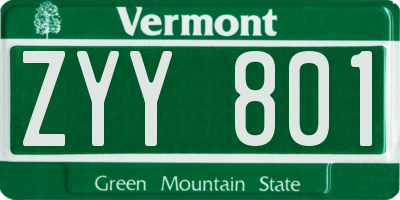 VT license plate ZYY801