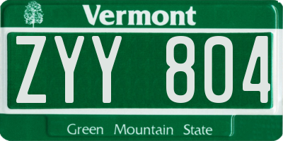 VT license plate ZYY804