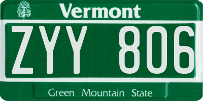 VT license plate ZYY806