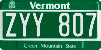 VT license plate ZYY807