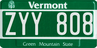 VT license plate ZYY808
