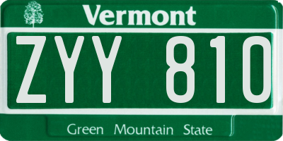 VT license plate ZYY810