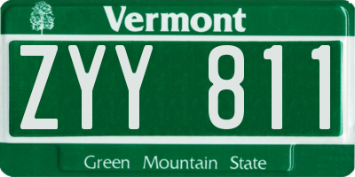 VT license plate ZYY811
