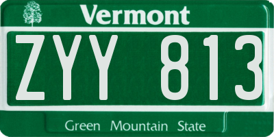 VT license plate ZYY813