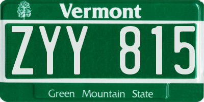 VT license plate ZYY815