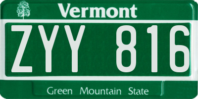 VT license plate ZYY816