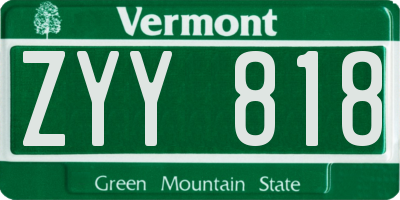 VT license plate ZYY818