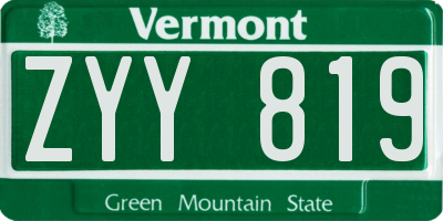 VT license plate ZYY819