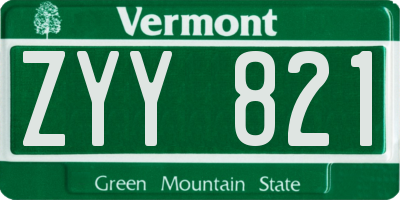 VT license plate ZYY821