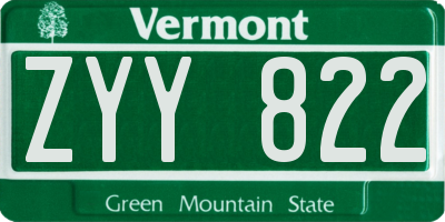VT license plate ZYY822