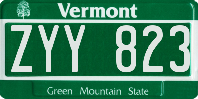 VT license plate ZYY823