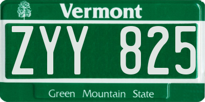 VT license plate ZYY825