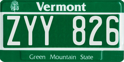 VT license plate ZYY826
