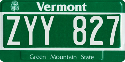 VT license plate ZYY827