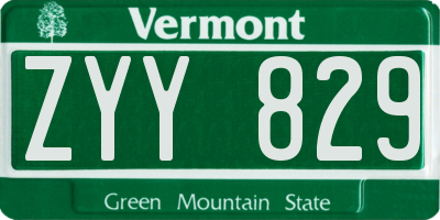 VT license plate ZYY829