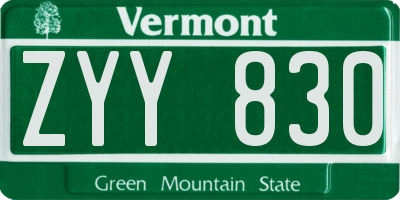 VT license plate ZYY830