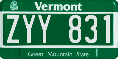 VT license plate ZYY831