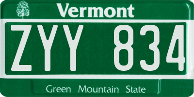 VT license plate ZYY834