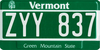 VT license plate ZYY837