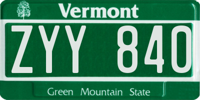 VT license plate ZYY840