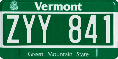 VT license plate ZYY841