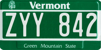 VT license plate ZYY842