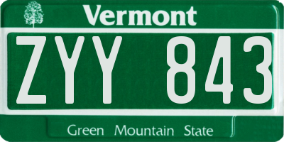 VT license plate ZYY843