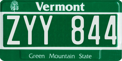 VT license plate ZYY844