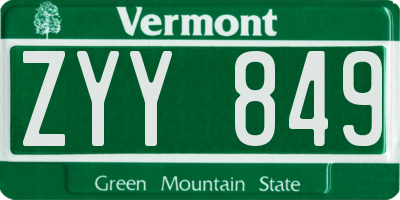 VT license plate ZYY849