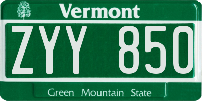 VT license plate ZYY850