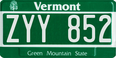 VT license plate ZYY852
