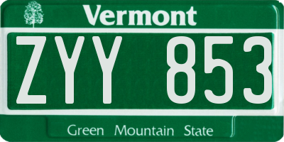 VT license plate ZYY853
