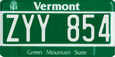VT license plate ZYY854
